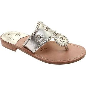 Jack Rogers Jacks Flat Sandal Platinum NWOT
